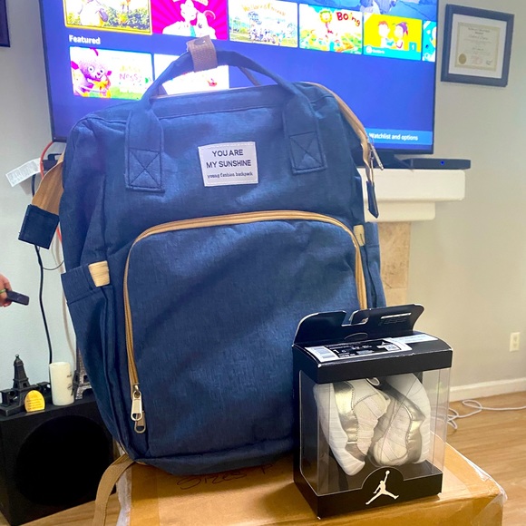 Jordan 11 Crib Booties size Diaper bag, with a changing pull